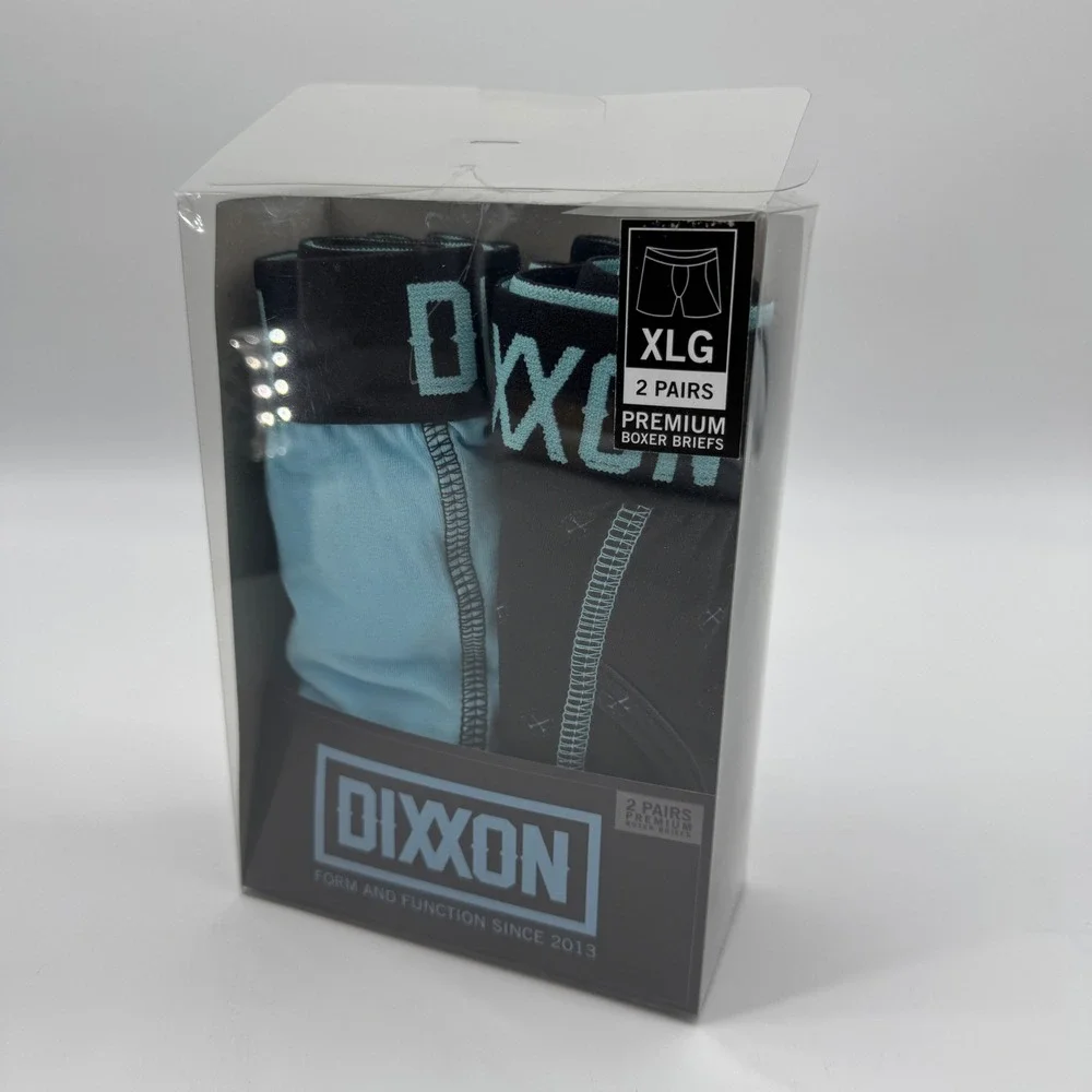 Dixxon Premium‎ Boxer Briefs Mens XLG Blue Black New 2-Pack Cotton Spandex Biker